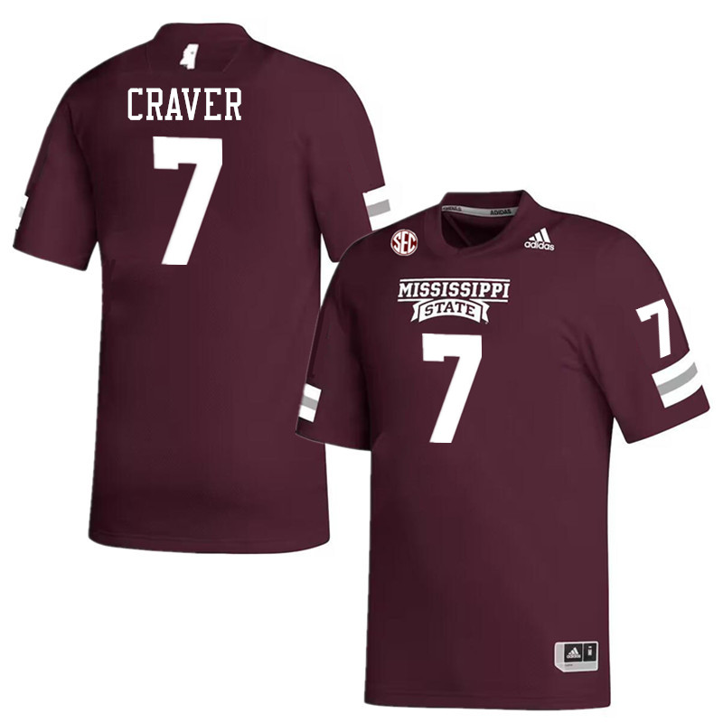 Men #7 Mario Craver Mississippi State Bulldogs College Football Jerseys Stitched-Maroon